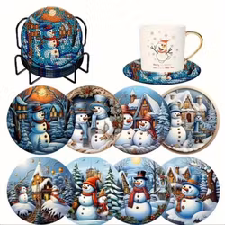 Glasunderlägg 8-pack, Snögubbar