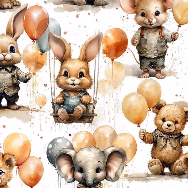 Baby, Elefant & Ballonger