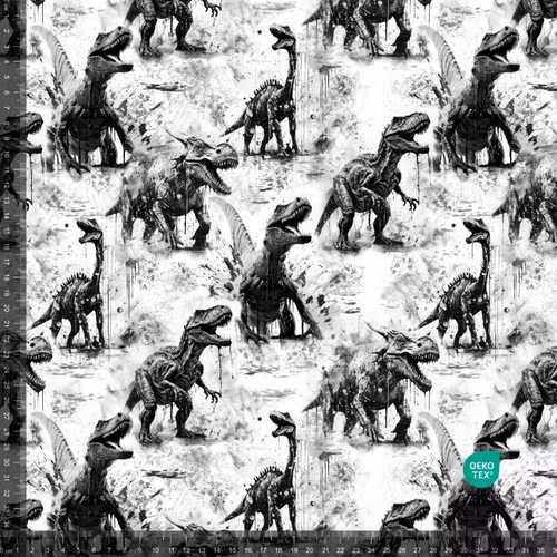 Trikå Dinosaurier svart/vitt