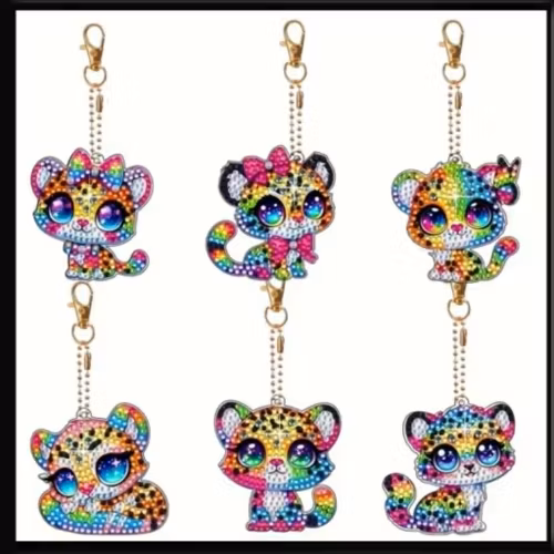 Nyckelringar, 6-pack Leoparder