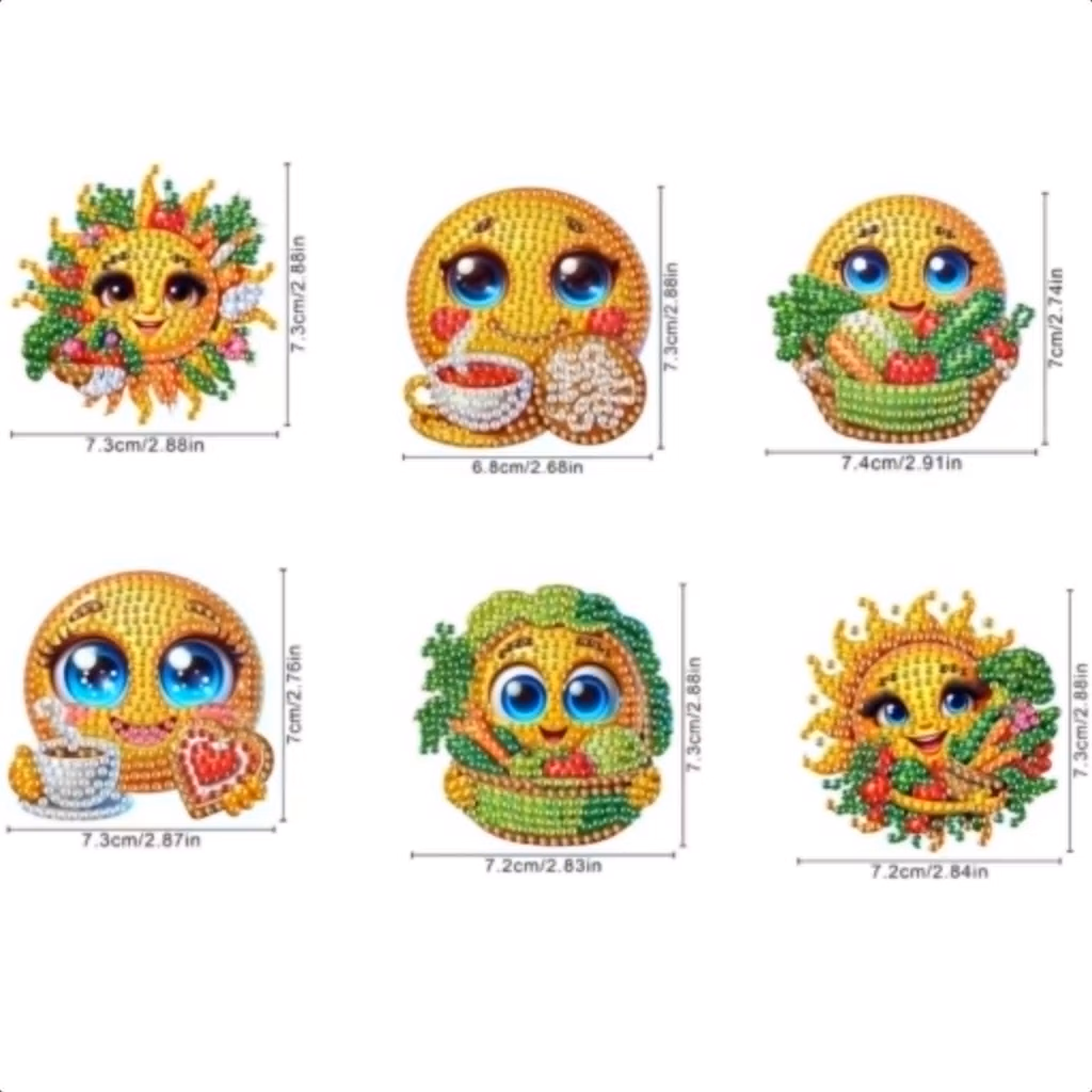Magneter, 6-pack Smiley-Solar