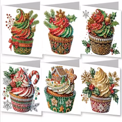Julkort 6-pack, Christmas Cupcakes D