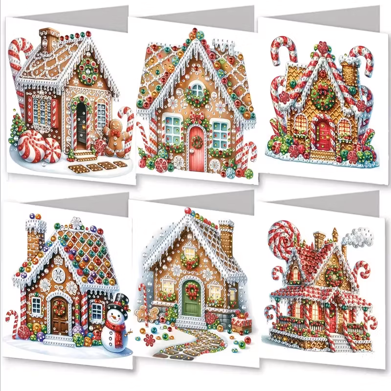 Julkort 6-pack, Pepparkakshus