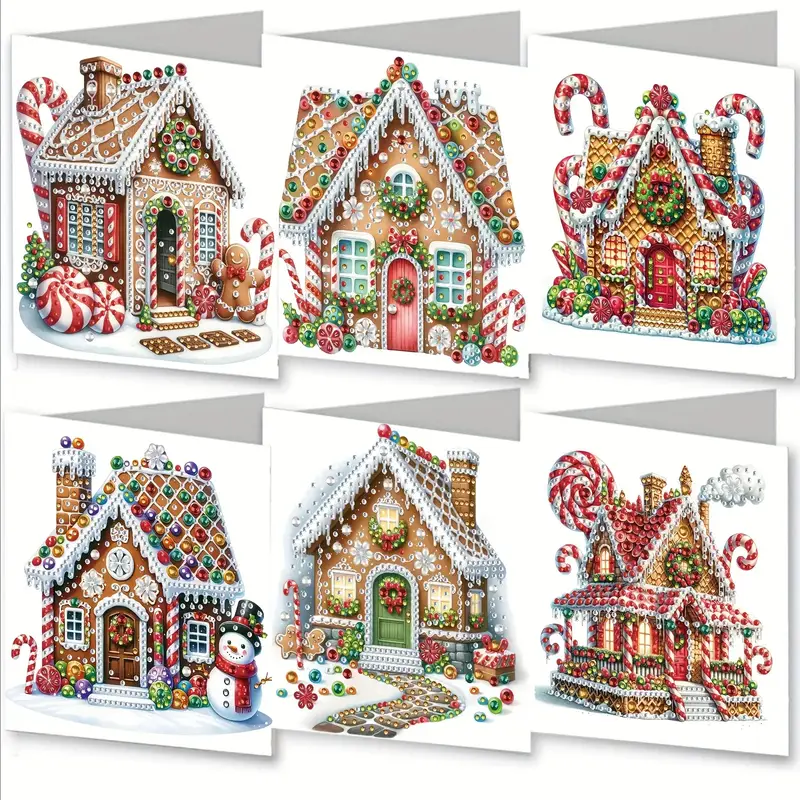 Julkort 6-pack, Pepparkakshus