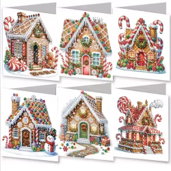 Julkort 6-pack, Pepparkakshus