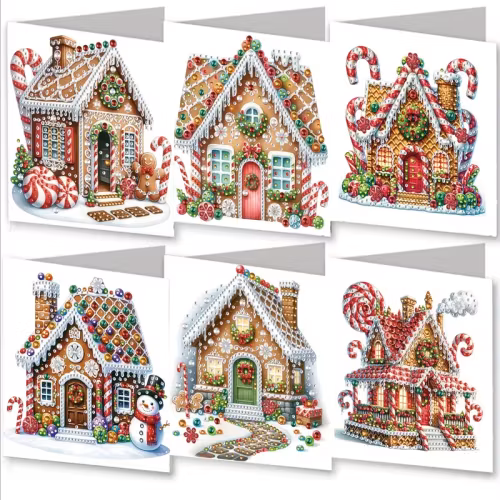Julkort 6-pack, Pepparkakshus