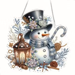 Vägghänge / vindspel / fönsterspel, Snögubben & Lyktan