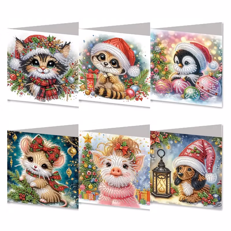 Julkort 6-pack, Djur A