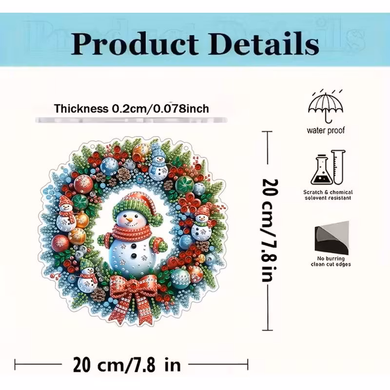 Vägghänge / vindspel / fönsterspel, Julkrans Snögubbe