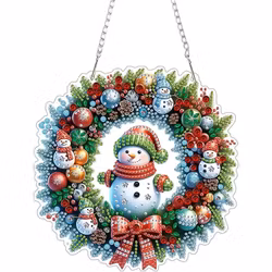 Vägghänge / vindspel / fönsterspel, Julkrans Snögubbe