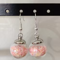 Örhängen glasglob med mixrosa stjärnglitter