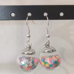Örhängen glasglob med mixat stjärnglitter