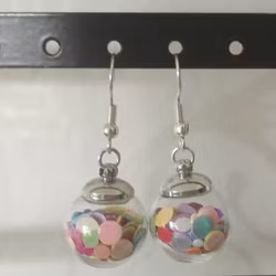 Örhängen glasglob med mix av cirkelglitter
