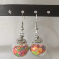 Örhängen glasglob med mixad neon cirklar 16mm