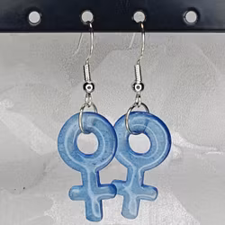 Örhängen med små kvinnosymboler i cobalt blue