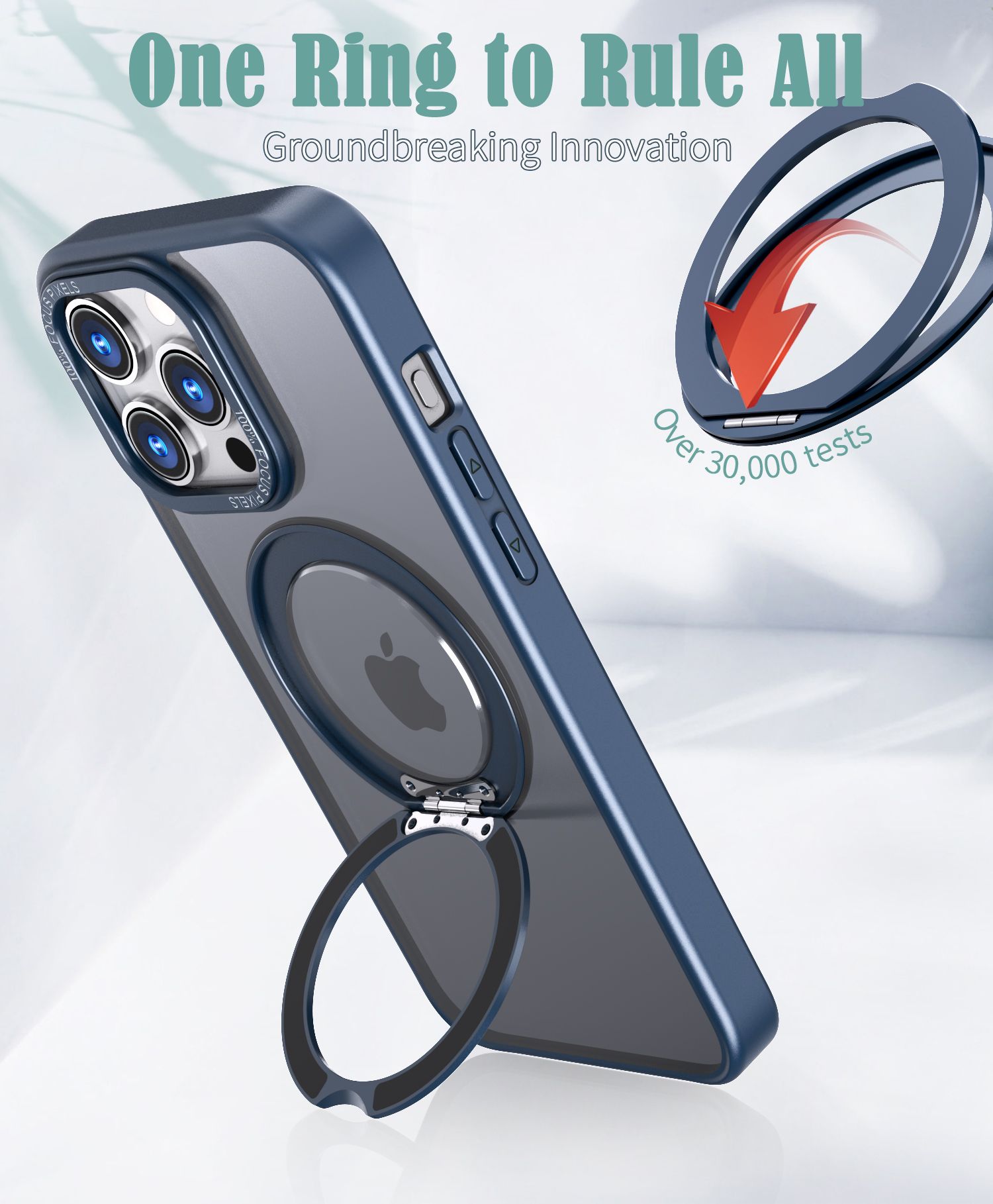 CFSYB2 iPhone 15 Pro Magnetfodral | Mag-Safe-kompatibelt | Inbyggt Osynligt Stativ | Slimmat & Matt Genomskinligt | Stöttåligt Skydd | Svart