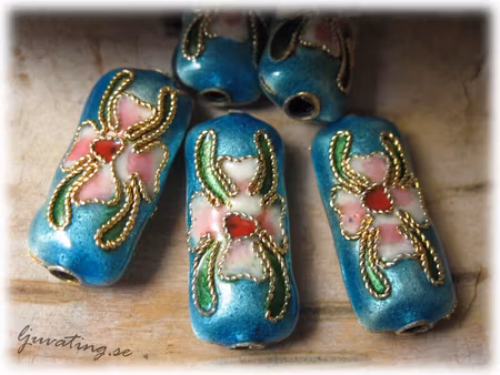 Cloisinne metallic ljusblå rektangel ca17x8mm