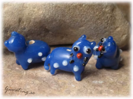 Blå handgjord pärla katt