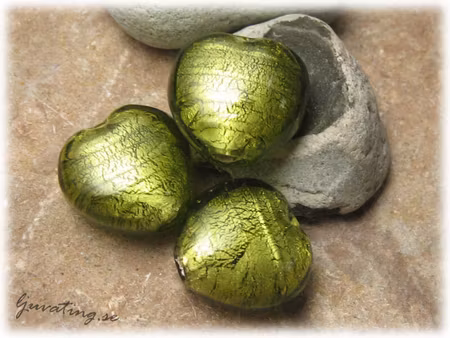 Grönt silverfoil hjärta ca 20mm