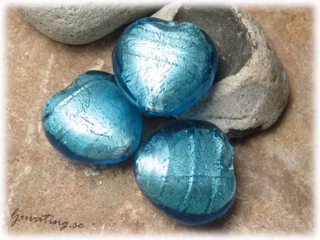 Turkos silverfoil hjärta ca 20 mm