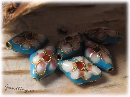 Cloisonne turkos romb ca 15x9 mm