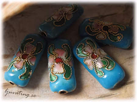 Turkos cloisonne rektangel ca 17x8 mm