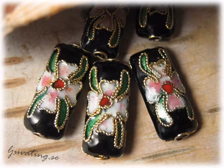 Storpack Cloisonne 20 st svart rektangel ca 17x8mm