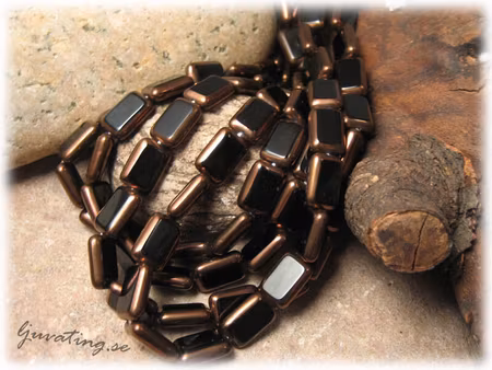 Jet/Bronze polished rektangel ca 12x8 mm