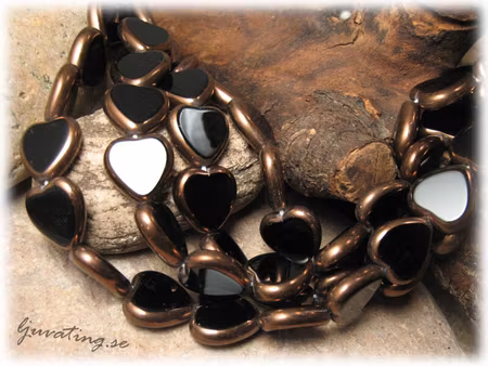 Jet/Bronze polished hjärta ca 15x15 mm
