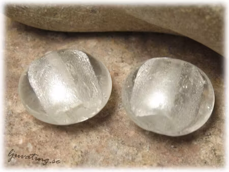 Lampwork silverfoil vit coin ca 16 mm