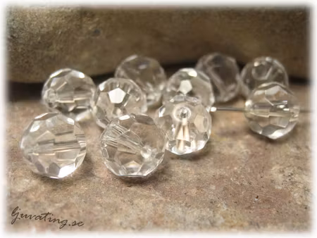 Facetterad pärla rund clear 10-pack ca 8 mm