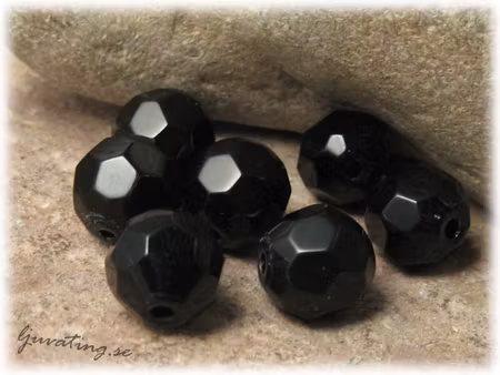 Facetterad pärla rund jet svart 10-pack ca 10 mm