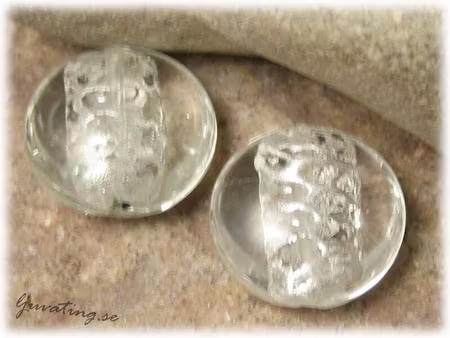 Clear flat rund silverfoil pärla ca 20x20x10 mm