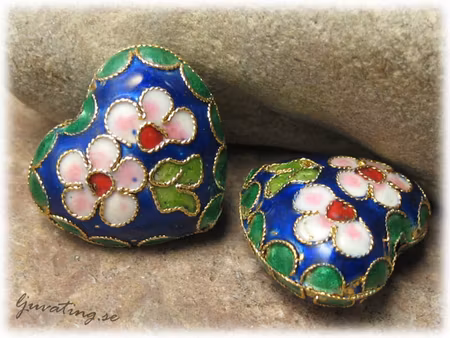 Cloisonne stort bulligt hjärta basfärg blå ca22x20mm