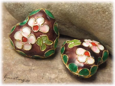 Cloisonne stort bulligt hjärta basfärg brun ca22x20mm