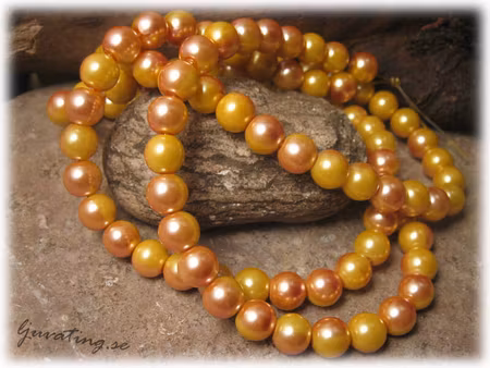 Glaspärla rund 2 färgad lax/gul 20-pack ca 8 mm