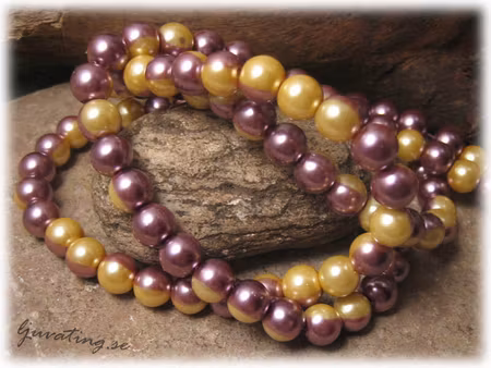 Glaspärla rund 2 färgad ljung/gul 20-pack ca 8 mm