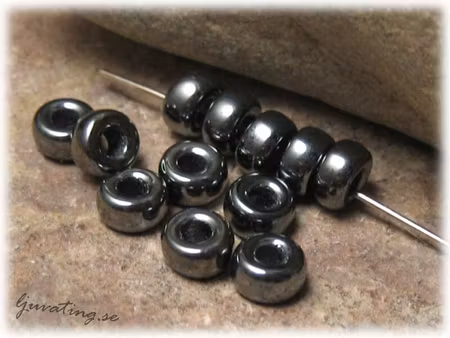 Hematitfärgad glaspärla rondell 20-pack ca 3x6 mm