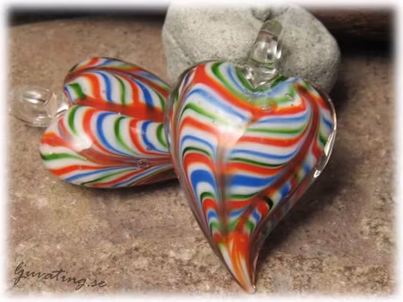 L-work glashänge retro flerfärgat hjärta ca30x47mm