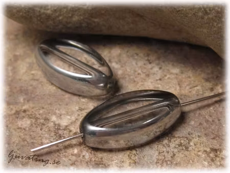 Clear glaspärla med silverkant ca18x10mm