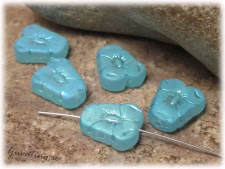 Glittrig tulpan glaspärla 6-pack ca 13x11 mm