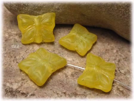 Glaspärla limegul fjäril 5-pack ca 15x11 mm