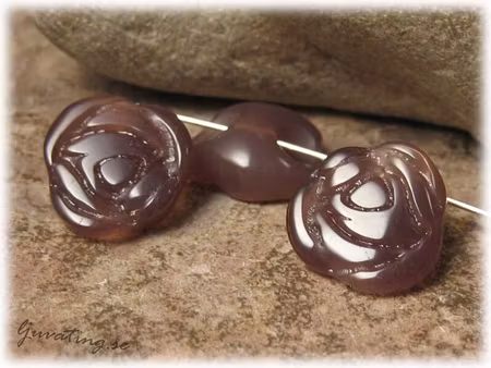 Mörk plommon blomma glaspärla 10-pack ca13,5x8mm