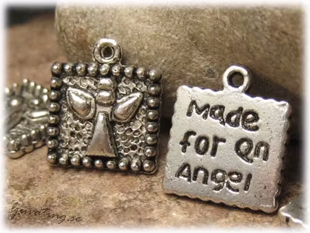 Berlock budskap i Tibet silver ca 13x15 mm