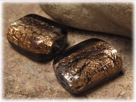 Brun rektangel silverfoil ca 20x15 mm