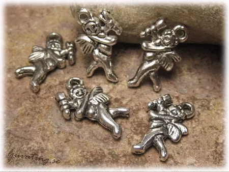 Storpack Berlock ängel kerub i metall 20-pack ca 17x12mm