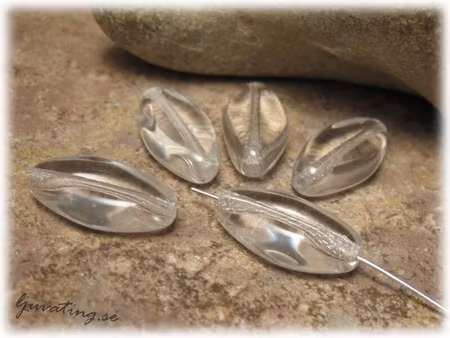 Flat ellips clear crystal glaspärla ca 16,5x8,5 mm