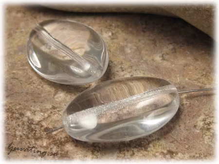 Clear crystal flat oval glaspärla ca 23x16 mm