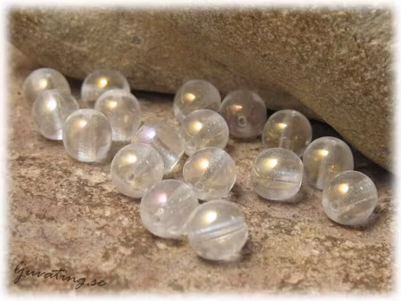 Rund clear crystal med AB lyster 10-pack ca 6 mm