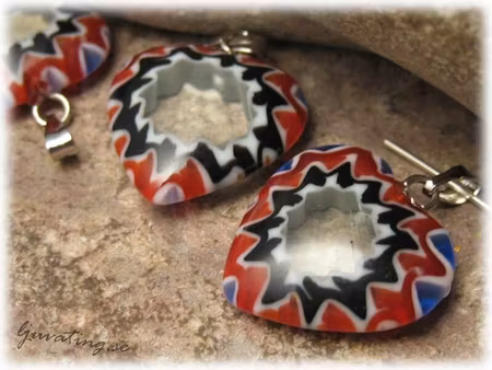 Basfärg roströd blå clear hänge hjärta ca 18x18mm